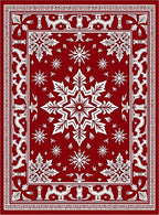 Classic Crimson Starburst Floral Rug