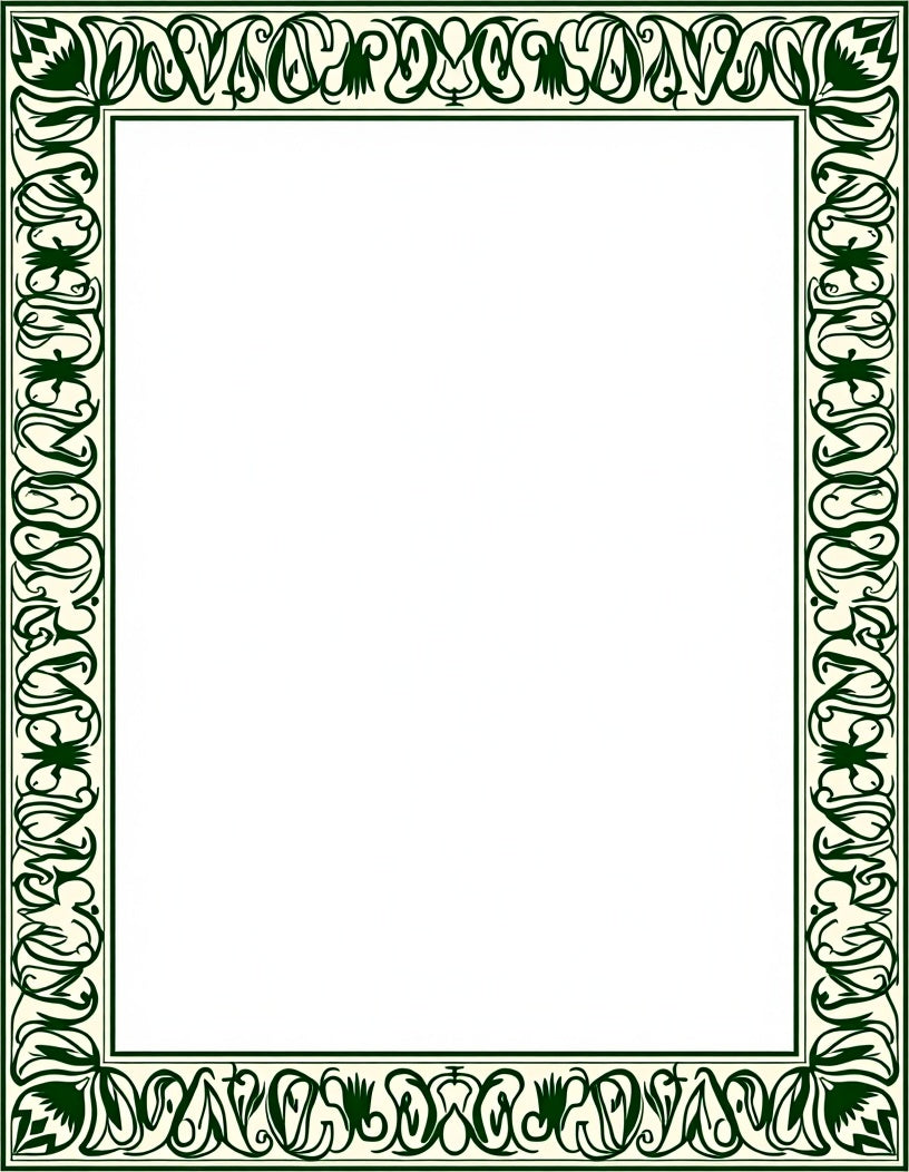Emerald Vine Art Nouveau Border Rug