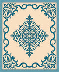 Teal Floral Art Deco Pattern Rug