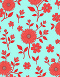 Bright Floral Pattern Red on Aqua Rug