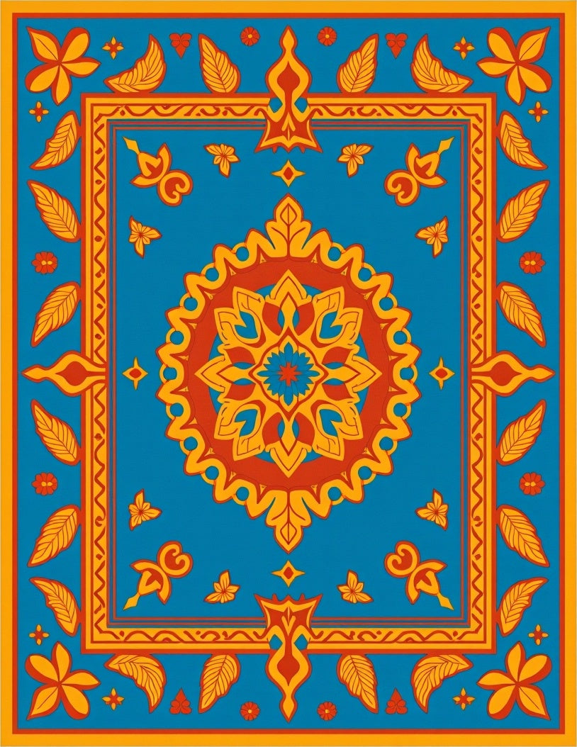 Vibrant Floral Medallion Pattern Rug