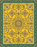 Golden Floral Swirls Pattern Rug