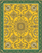 Golden Floral Swirls Pattern Rug
