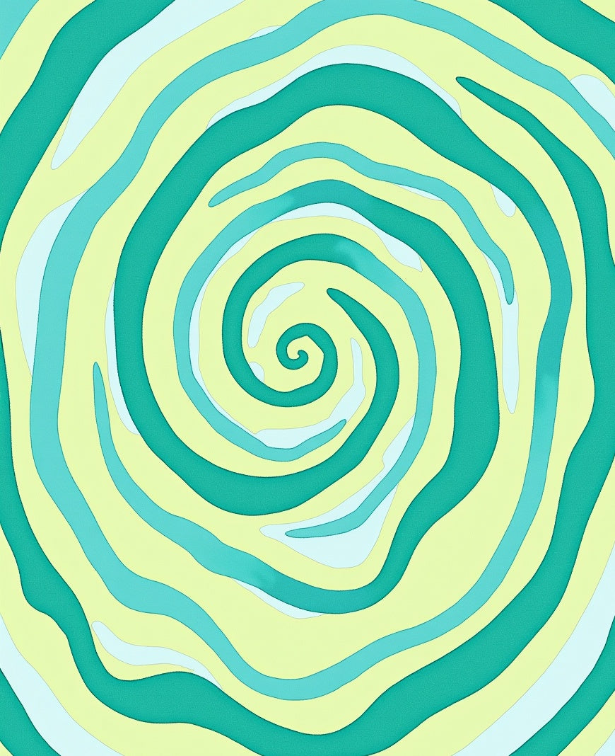 Abstract Teal Yellow Swirl Pattern Rug