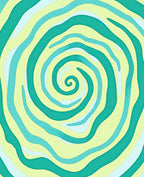 Abstract Teal Yellow Swirl Pattern Rug