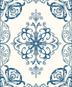 Blue Scrollwork Medallion Pattern Rug