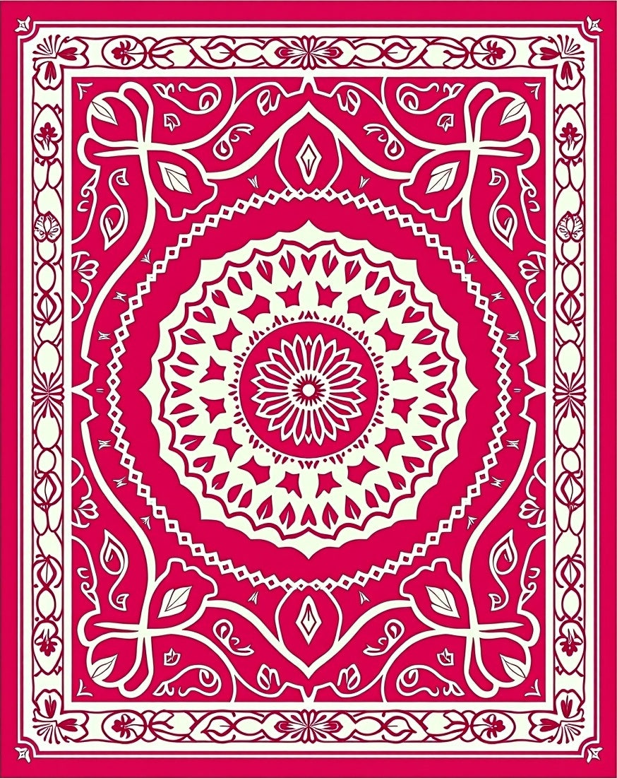 Elaborate Floral Mandala Design Rug