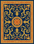 Classic Ornate Scrollwork Cobalt Rug
