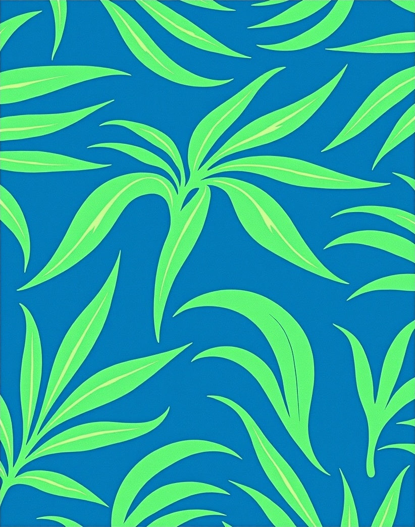 Bold Green Leaf Pattern Rug