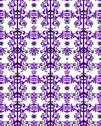 Intricate Purple Floral Stripe Pattern Rug