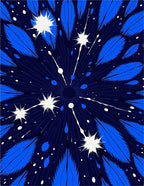 Abstract Blue Feather Burst Pattern Rug