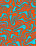 Retro Orange Blue Wavy Abstract Design Rug