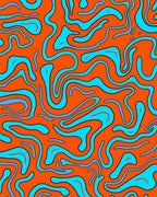 Retro Orange Blue Wavy Abstract Design Rug