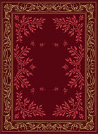 Elegant Red and Gold Floral Border Rug