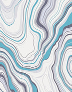 Abstract Aqua Gray Liquid Lines Rug