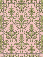Elegant Green Damask Pattern Rug