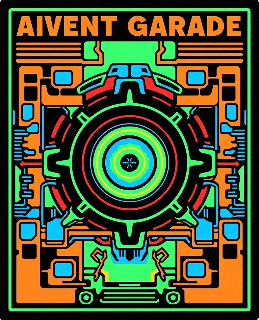 Circuit Board Neon Pattern Rug