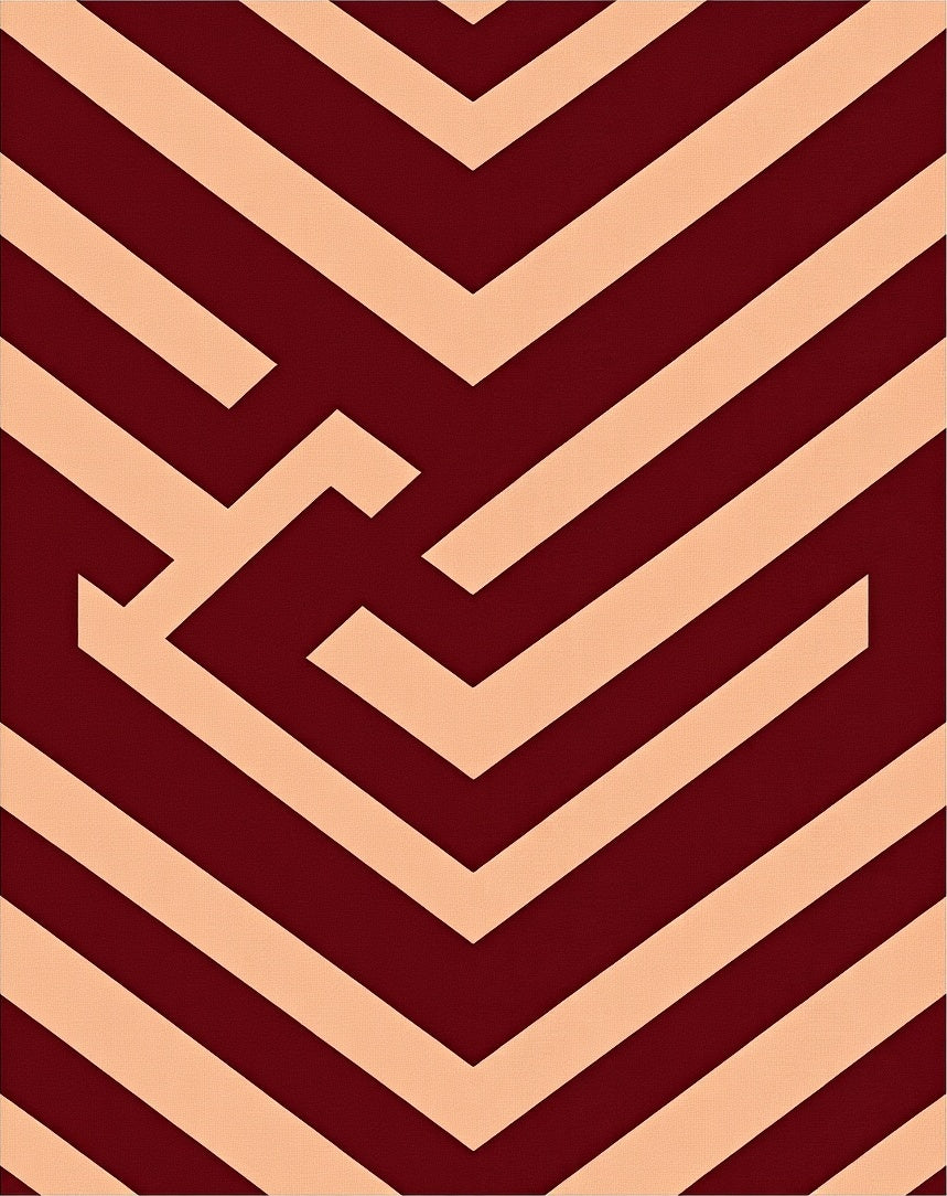 Bold Maroon and Cream Chevron Pattern Rug