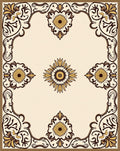 Ornate Floral Scrollwork Border Design Rug