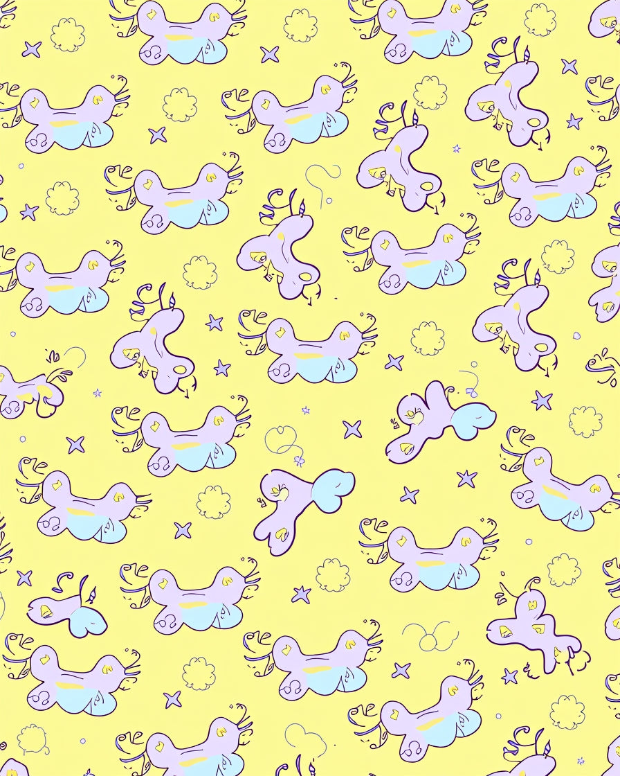 Whimsical Unicorns Stars Pattern Rug