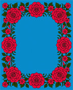 Bold Rose Floral Border Design Rug