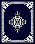 Ornate White Decorative Emblem Rug