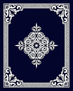 Ornate White Decorative Emblem Rug