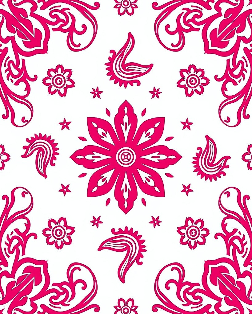 Fuchsia Floral Swirls Pattern Rug