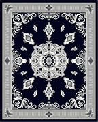 Black White Intricate Floral Mandala Rug