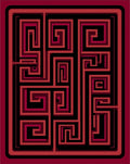Bold Red Black Maze Pattern Rug