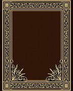 Ornate Scrollwork Floral Border Rug
