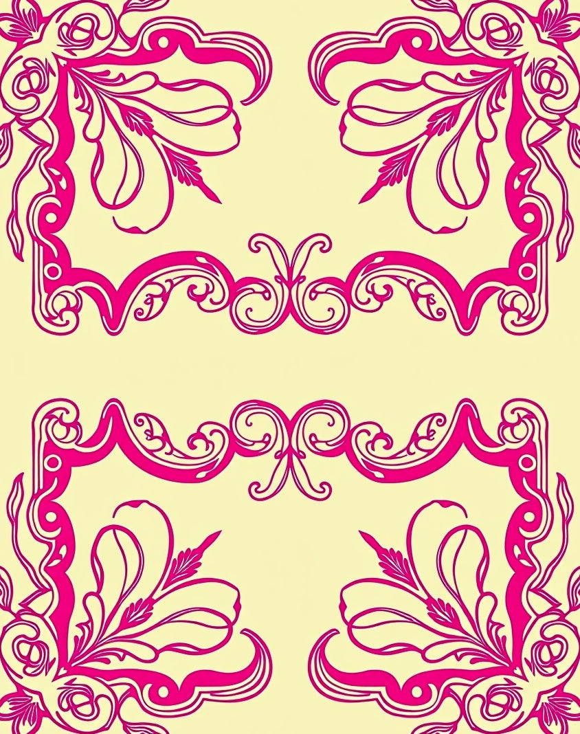 Ornate Floral Frame Pattern Rug