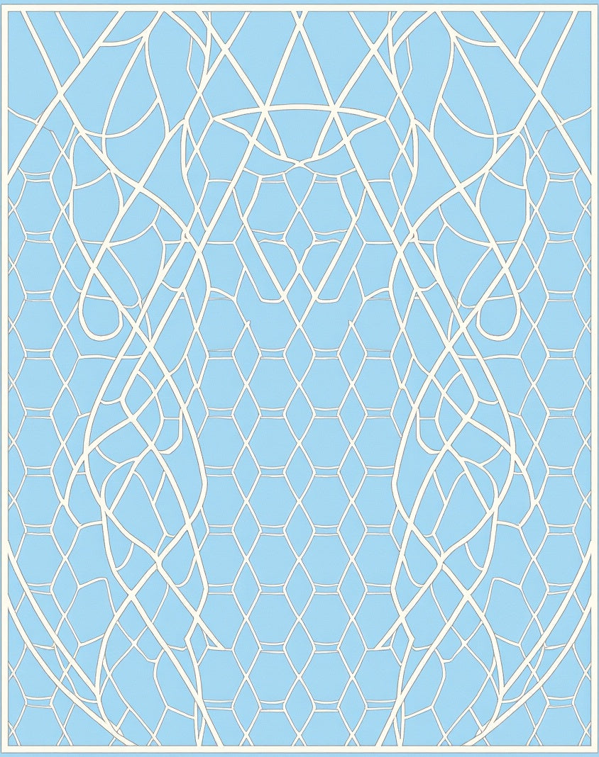 Pale Blue Geometric Organic Flow Rug