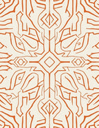 Abstract Orange Branches Patterned Rug