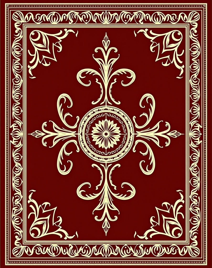Intricate Floral Border Design Rug