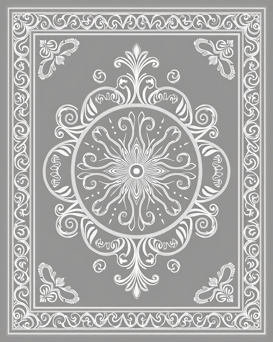 Classic White Floral Mandala Design Rug