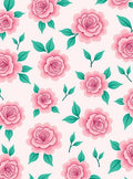 Pink Rose Floral Pattern Rug