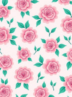 Pink Rose Floral Pattern Rug
