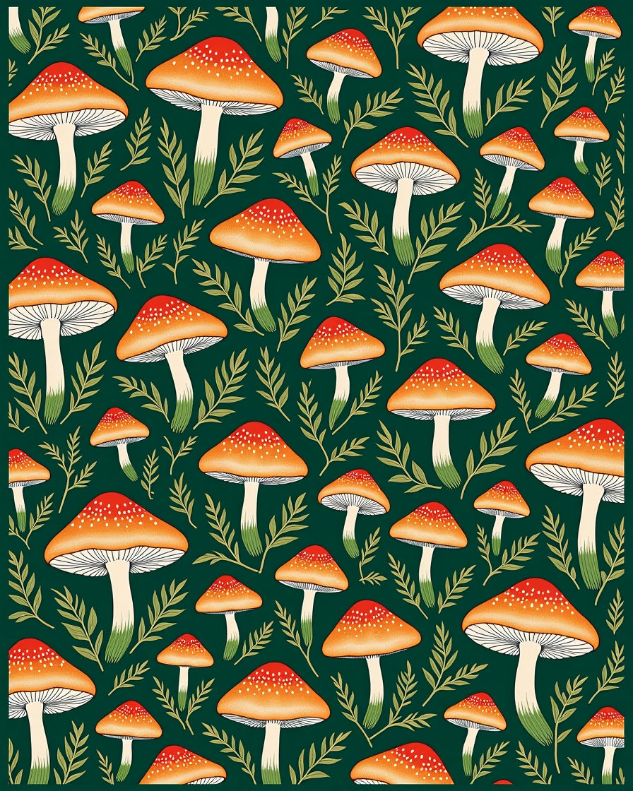 Mushroom Forest Pattern Design Rug
