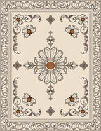 Vintage Floral Garden Square Pattern Rug