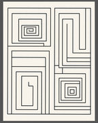 Simple Black White Geometric Maze Rug