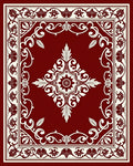 Elegant Floral Medallion Red Rug
