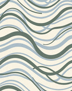 Cool Blue Green Flowing Waves Rug