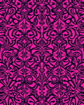 Intricate Pink Black Flourish Pattern Rug