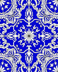 Elegant Azure Floral Scroll Pattern Rug