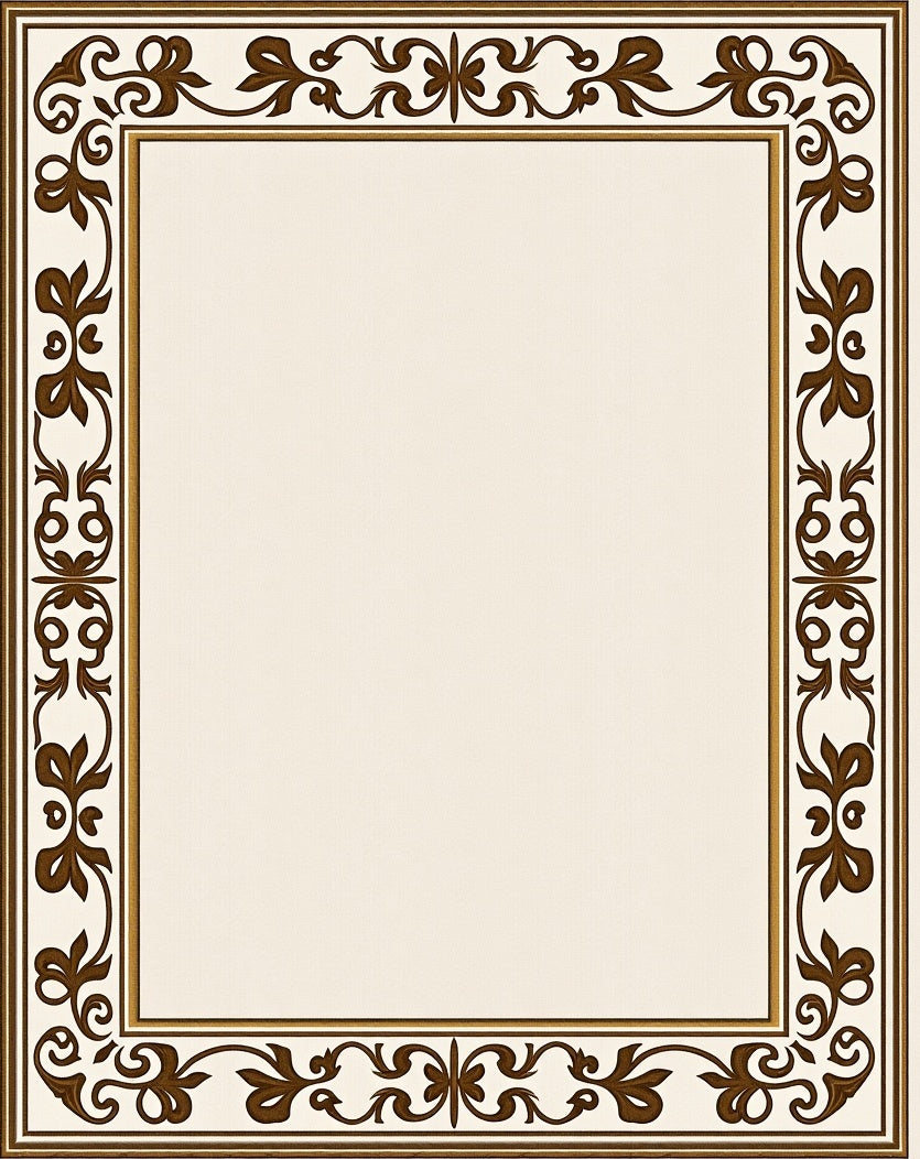 Elegant Brown Floral Border Design Rug