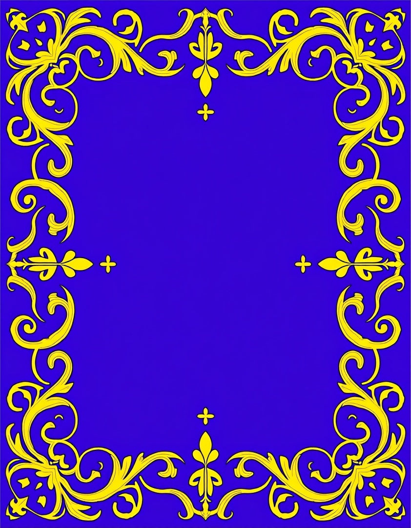 Royal Blue Golden Acanthus Border Rug