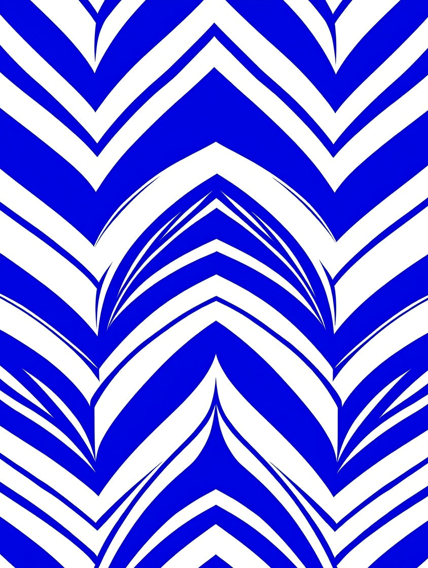 Bold Blue White Chevron Pattern Rug