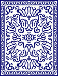Elegant Blue White Floral Motifs Rug