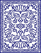 Elegant Blue White Floral Motifs Rug